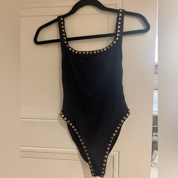 Same Swim Los Angeles Swim Black With Studs One Piece Swimsuit Same